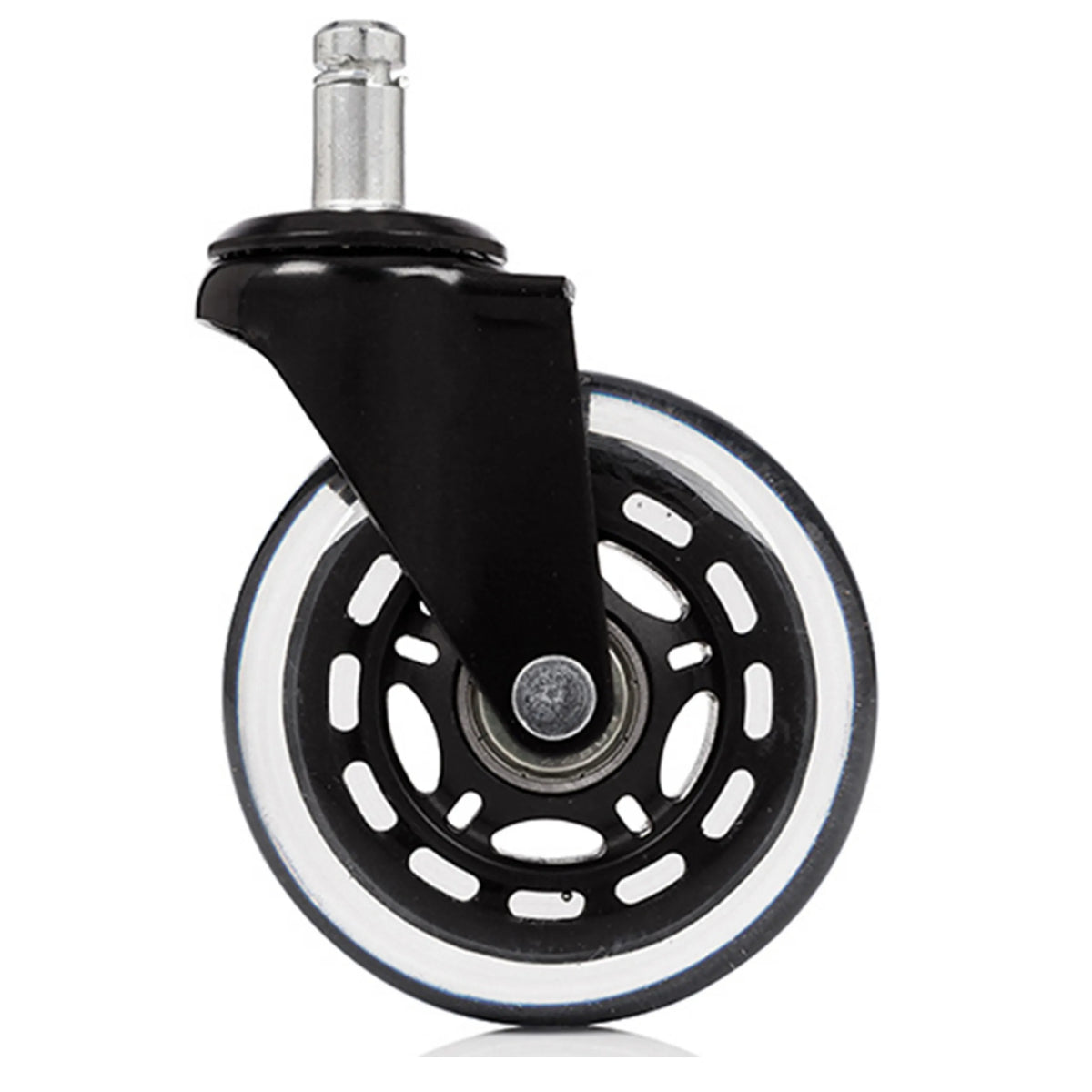 Sort-gennemsigtige stolehjul 5x ROLO SKATE ST 11mm/75mm til hårde gulve med metalstift fra hjh OFFICE
