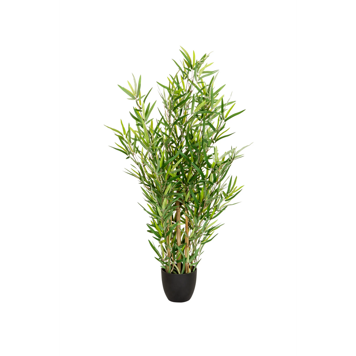 Grøn Kunstige plante MINI BAMBUS i en enkel sort potte fra hjh OFFICE – 360-graders visning (forfra 0°)