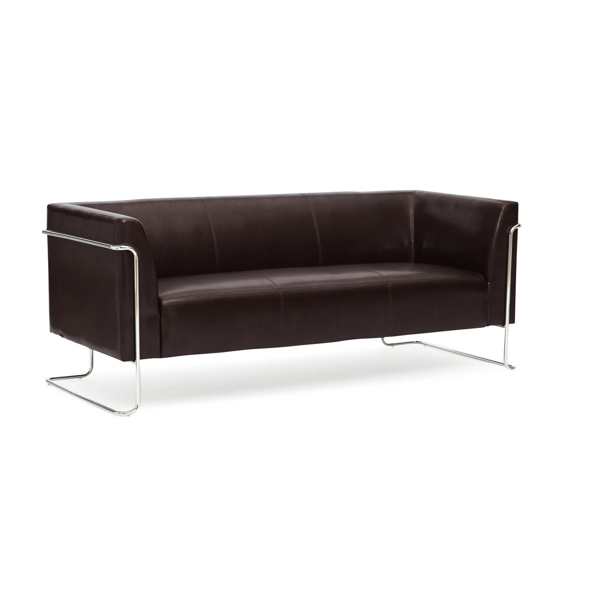 Brun loungesofa CURACAO som 3-personers sofa med forkromet stel fra hjh OFFICE – 360-graders visning (sideprofil 270°)