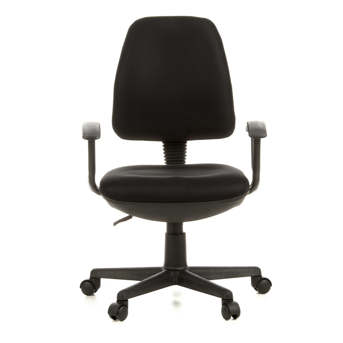 Sort Home Office kontorstol CITY 10 med netryg, armlæn og femstjernet fodkryds med hjul fra hjh OFFICE – 360-graders visning (forfra 0°)