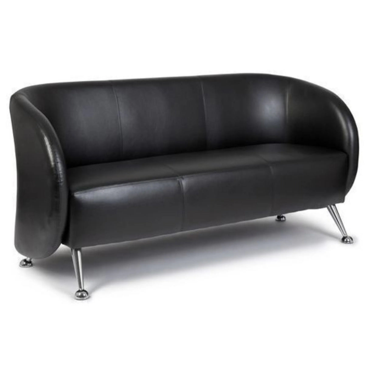 Sort loungesofa ST. LUCIA som tre-personers sofa med blanke metalfødder fra hjh OFFICE