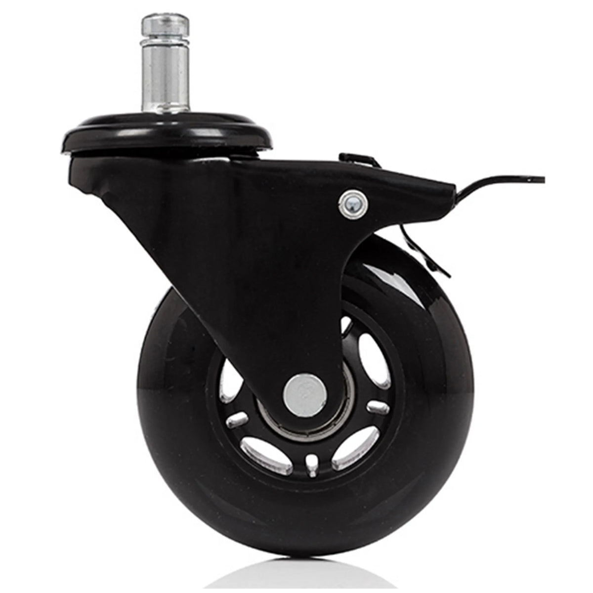 Sort 5x ROLO SKATE S 11mm/75mm stolehjul med parkeringsbremse til hårde gulve fra hjh OFFICE