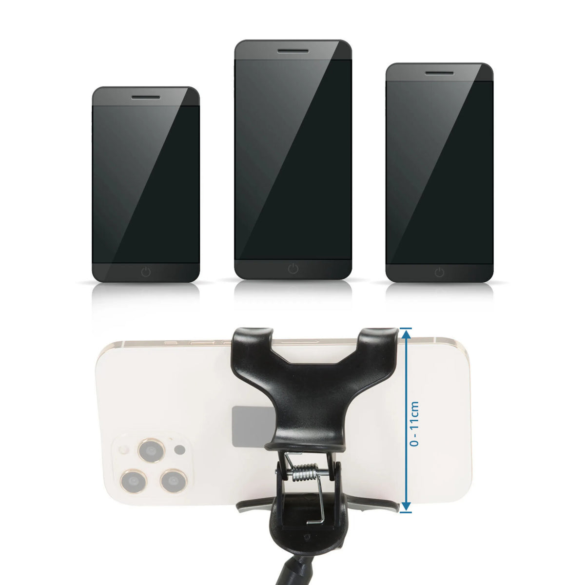 Justerbar klembeslag til Holder til mobiltelefon & tablet FLEXMOBI med en åbning på 0-11 cm fra hjh OFFICE