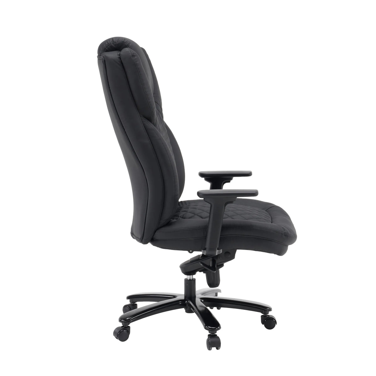 XXL Pullmann Gen2 drejestol i sort kunstlæder med syninger og justerbare armlæn fra hjh OFFICE