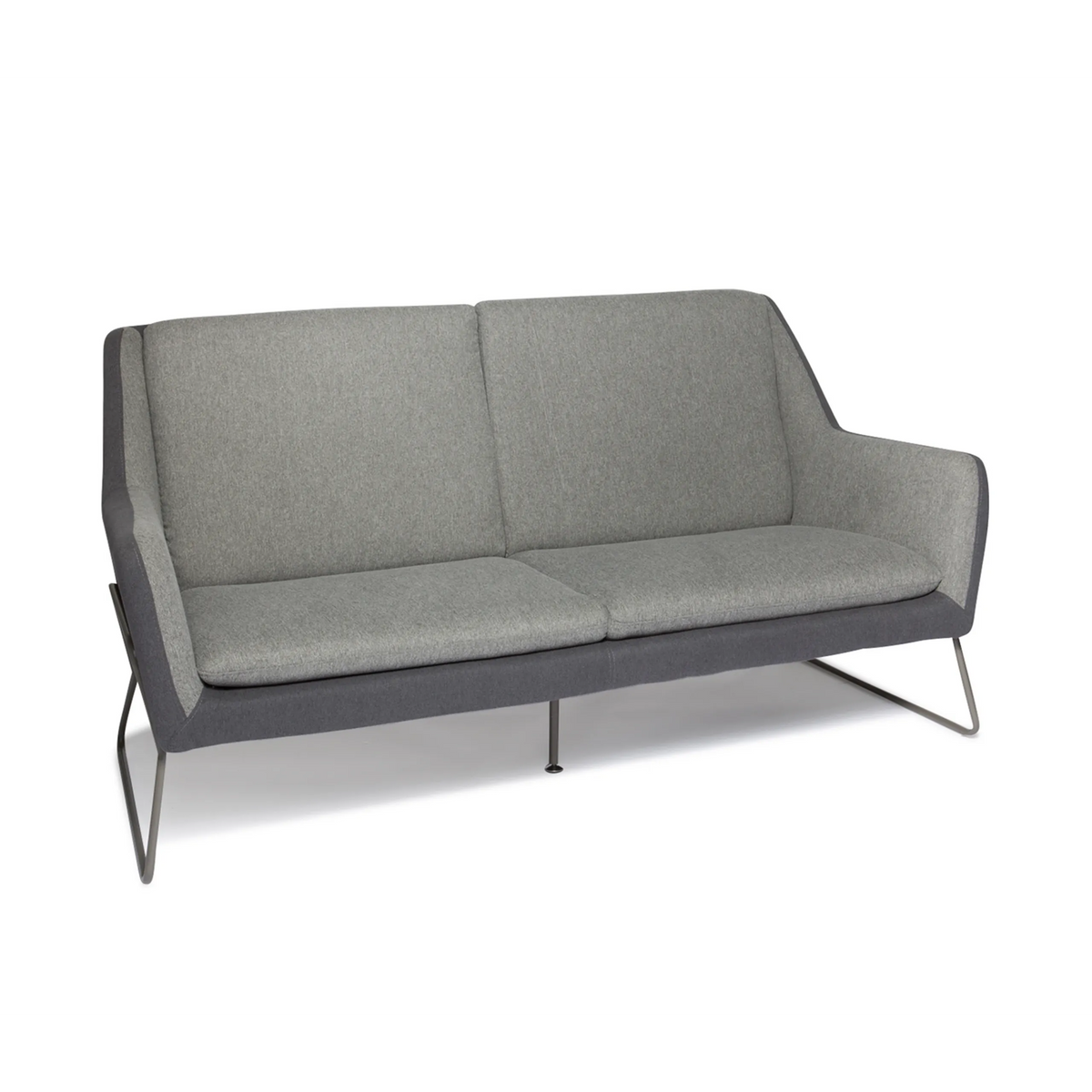 Lysegrå Loungesofa LAGUN med mørkegrå detaljer og slanke metalfødder fra hjh OFFICE – 360-graders visning (sideprofil 90°)