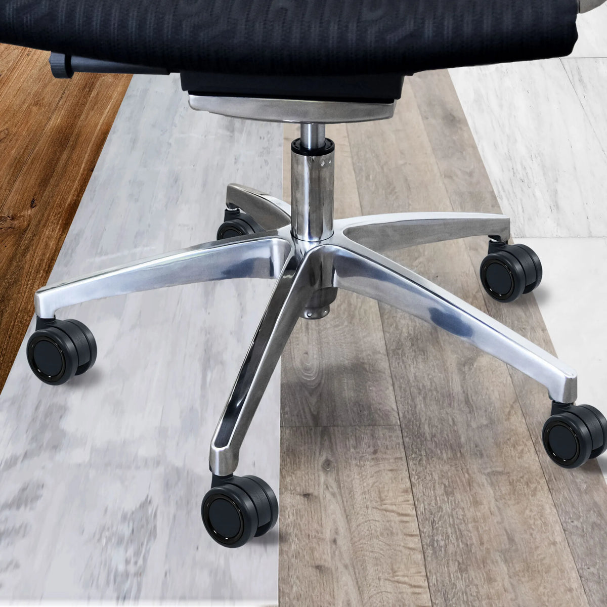 Femstjernet fodkryds med sorte stolehjul 5x ROLO COLOR 60 11mm/60mm til hårde gulve fra hjh OFFICE