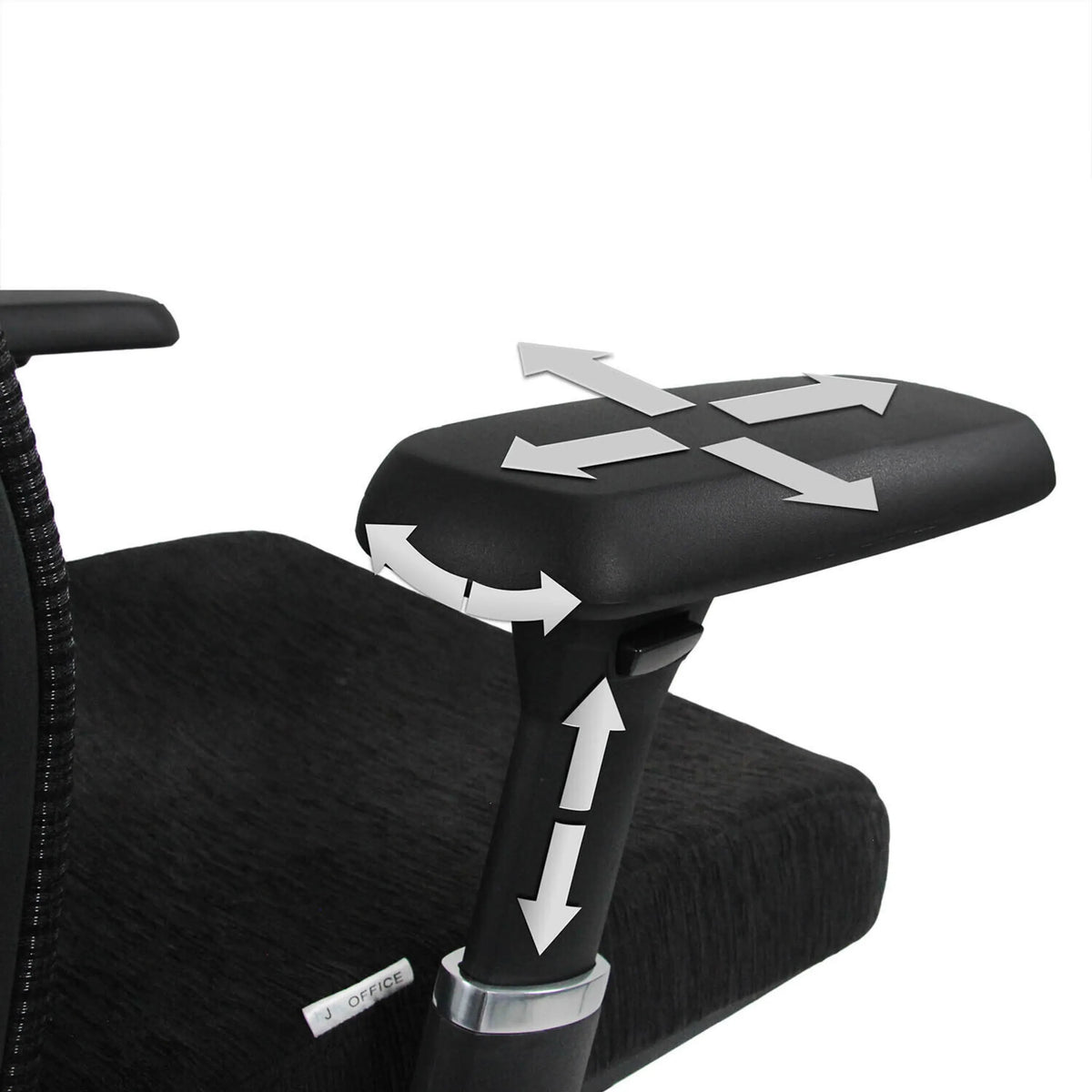 Mehrfach verstellbare Armlehne des High-End-Bürostuhls NOVA PRO ALU in Schwarz von hjh OFFICE