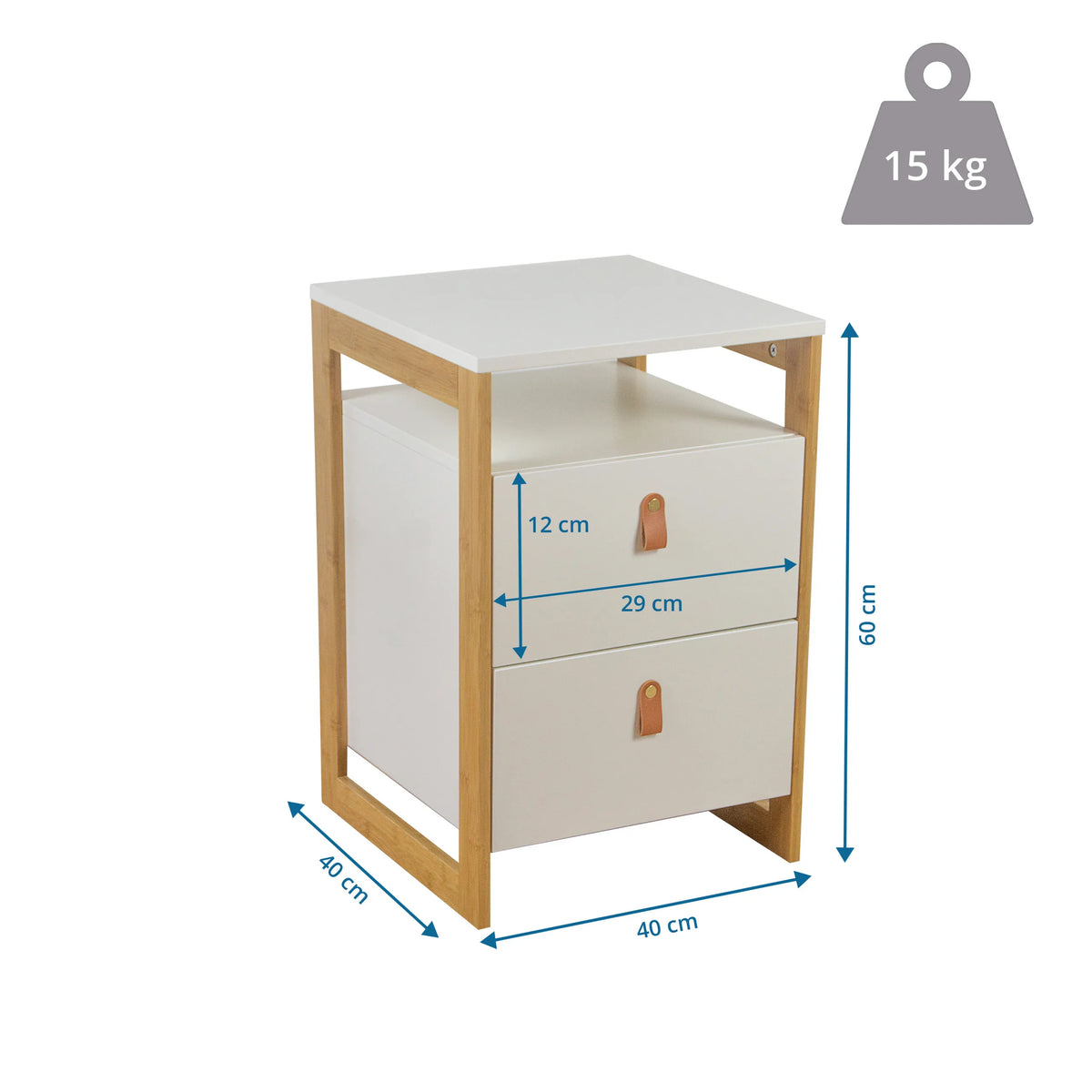 Måltegning af Sidebord TAROLO III med 40 × 40 × 60 cm fra hjh LIVING