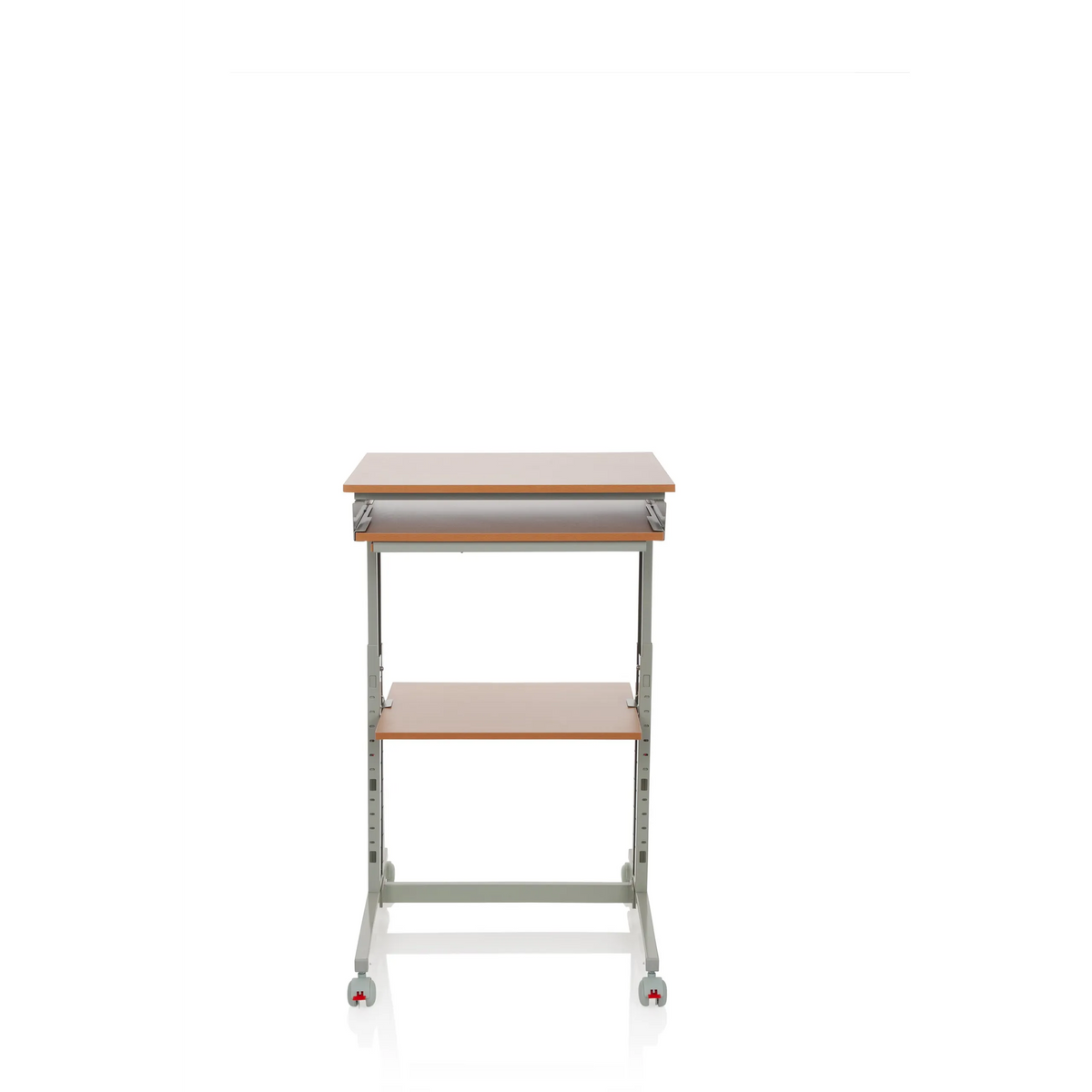 Gråt Ståskrivebord WORKSTATION i bøg med aflægningsflade og fire hjul fra hjh OFFICE – 360-graders visning (forfra 0°)
