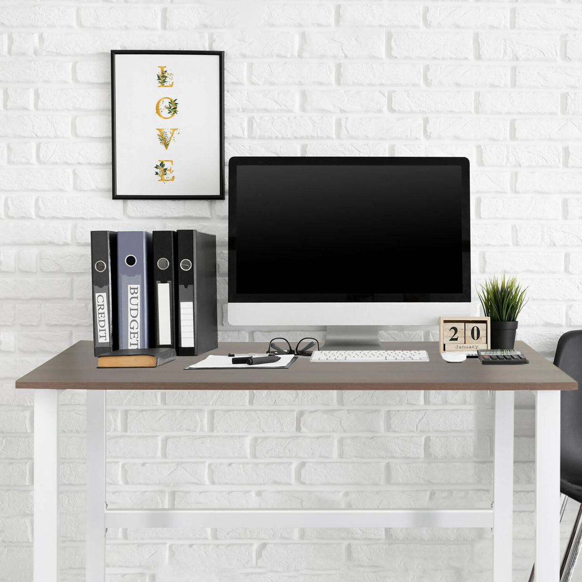 Skrivebord WORKSPACE LIGHT I i valnød og hvid, 120 × 60 cm fra hjh OFFICE