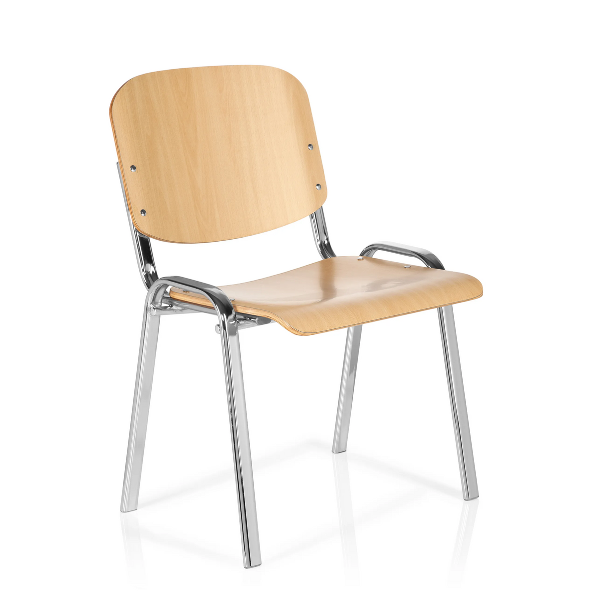 Stol med fire ben XT 600 C H i bøg med stel i krom fra hjh OFFICE – 360-graders visning (skråt forfra 40°)