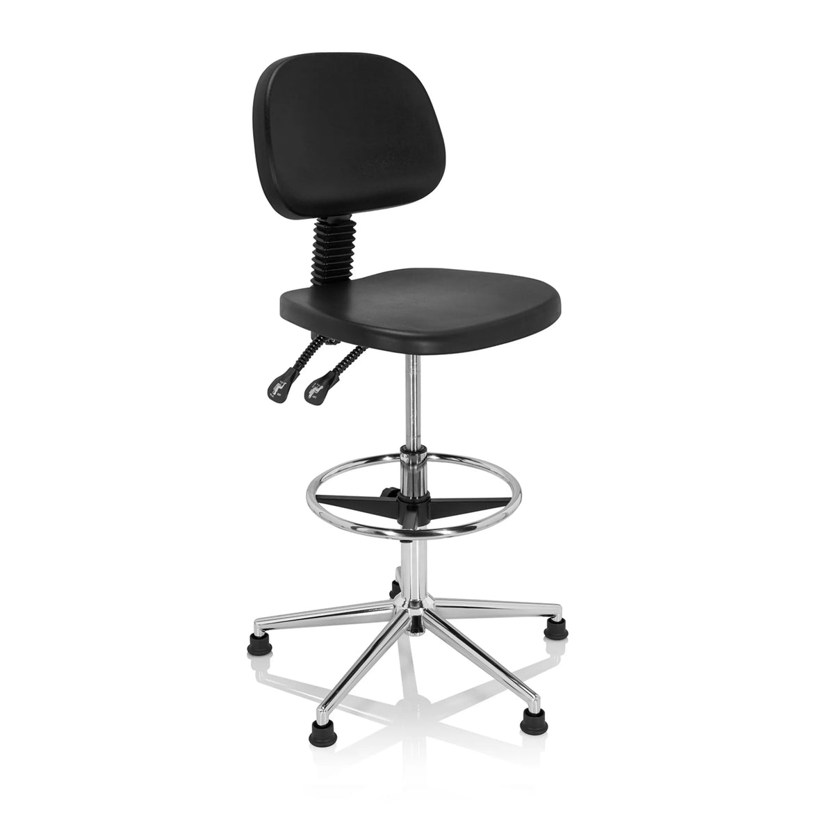 Sort Diskstol TOP WORK 24 I med fodring og femstjernet metalkors fra hjh OFFICE