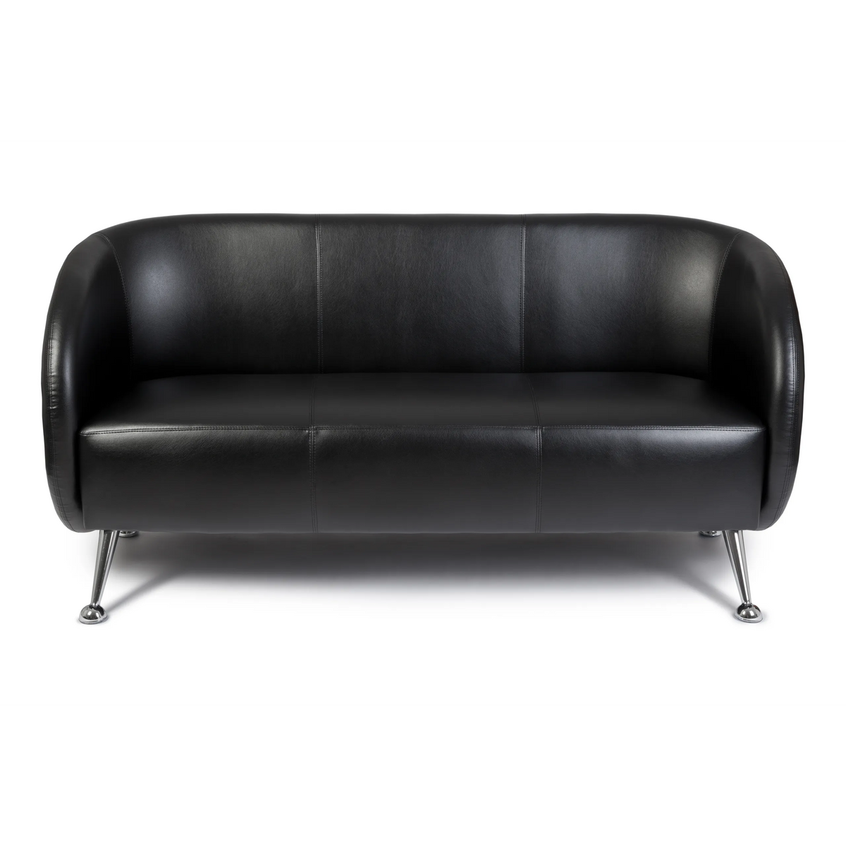 Sort Loungesofa ST. LUCIA som 3-personers sofa med blanke metalfødder fra hjh OFFICE – 360-graders visning (forfra 0°)