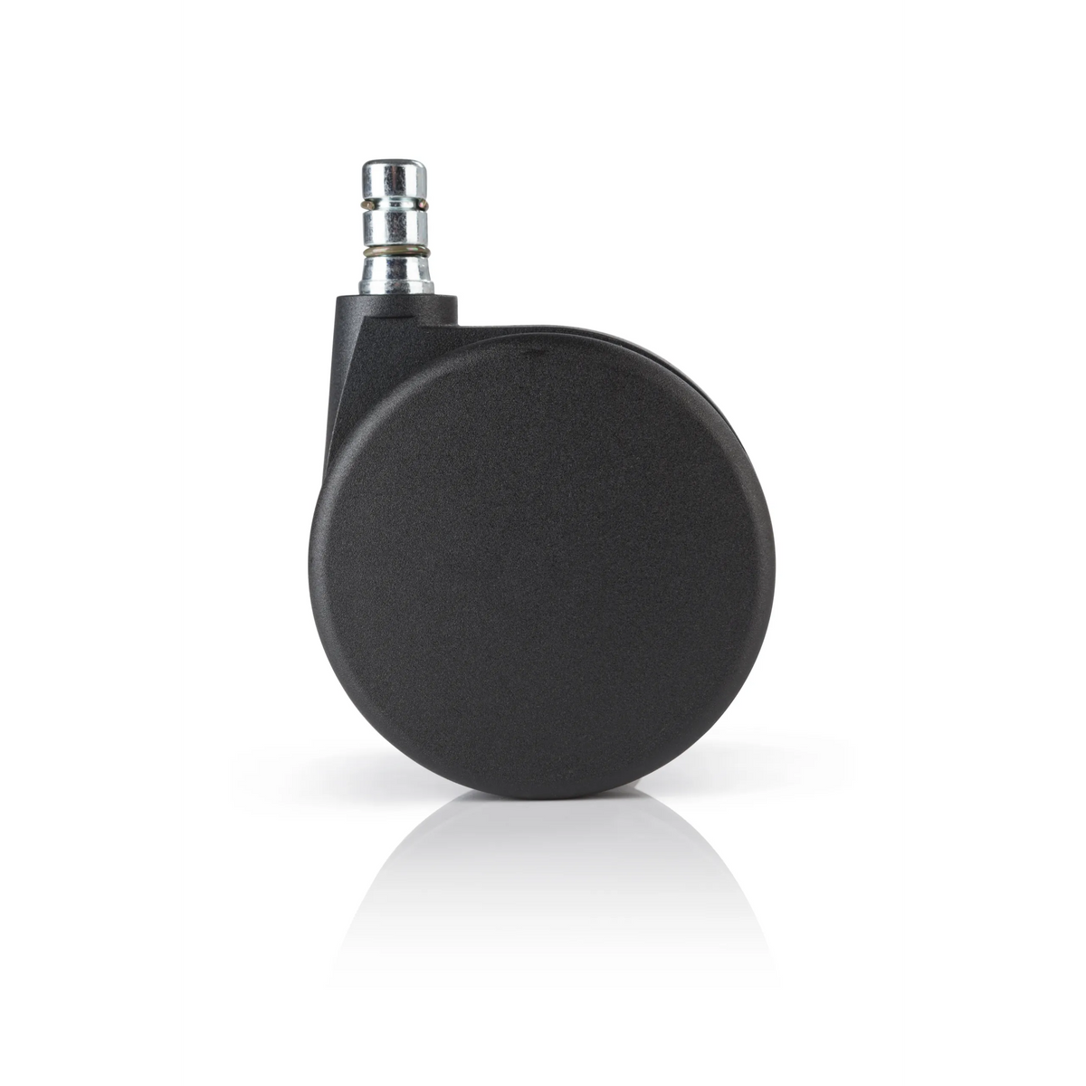 Sorte Stolehjul 5x ROLO No-Noise 11mm/75mm til tæppegulve med metalstift fra hjh OFFICE – 360-graders visning (bagfra 180°)