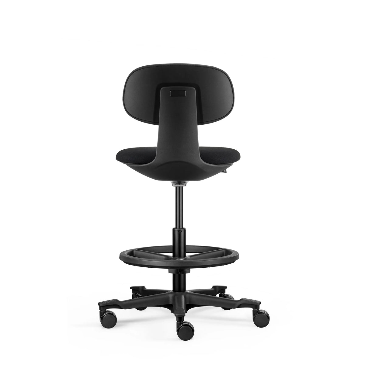 Bagside af den sorte Arbejdsstol WORK MF2 med fodring og hjul fra hjh OFFICE