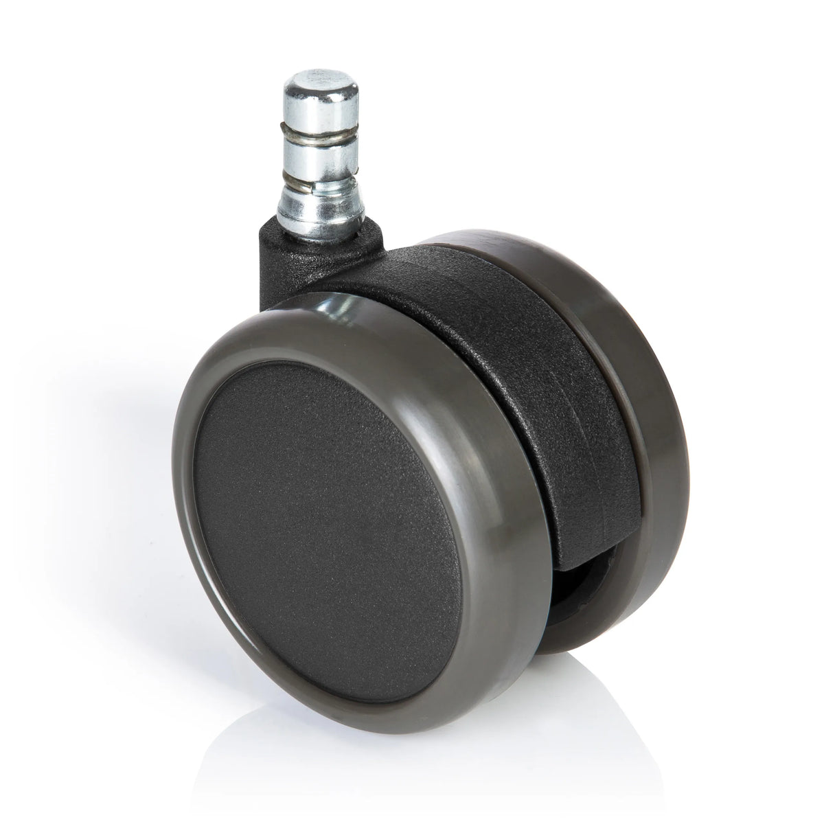 Sorte Stolehjul 5x ROLO No-Noise 11mm/65mm til hårde gulve med sølvfarvet metalstift fra hjh OFFICE – 360-graders visning (forfra 0°)