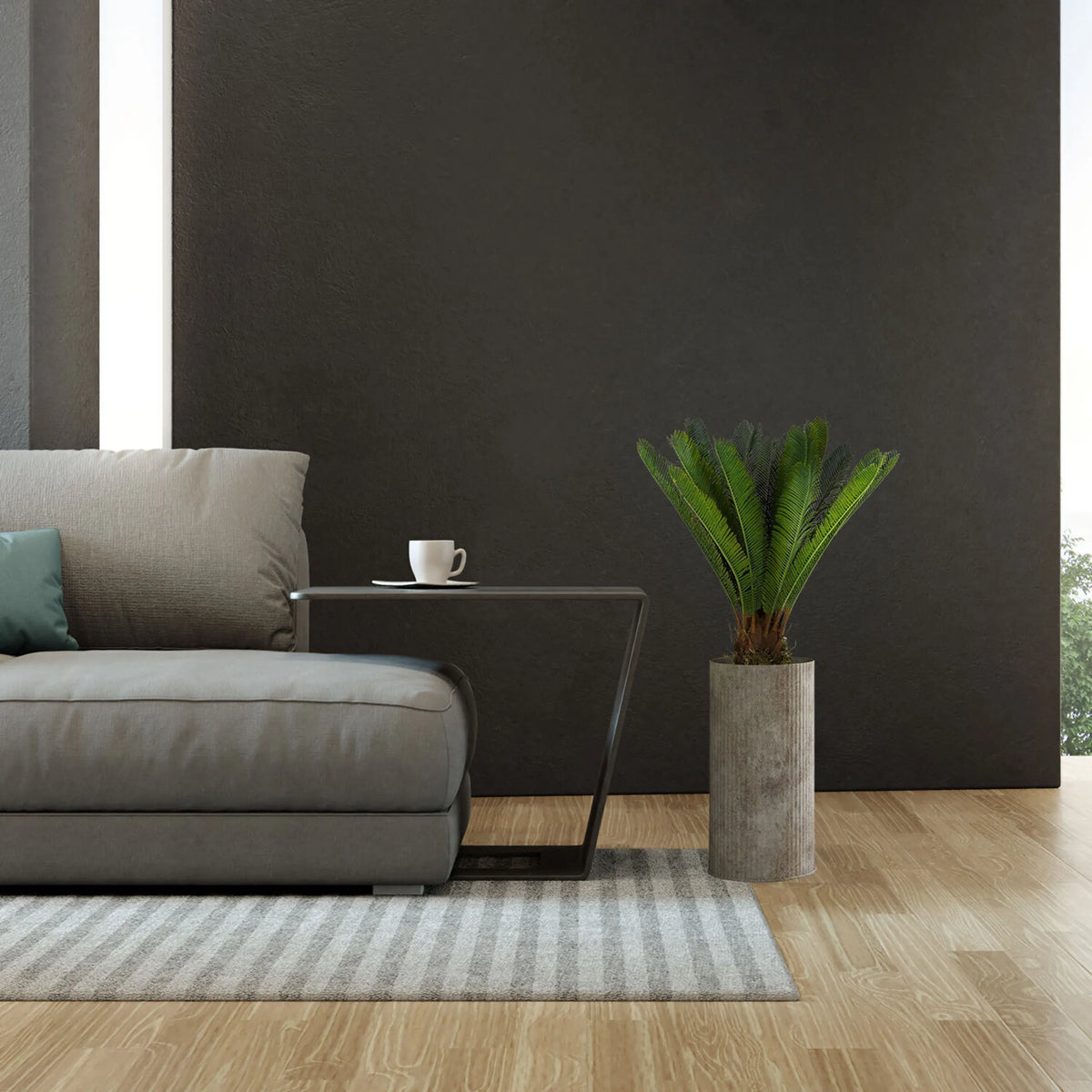 Grøn Kunstige plante CYCAS i en grå betonpotte fra hjh OFFICE