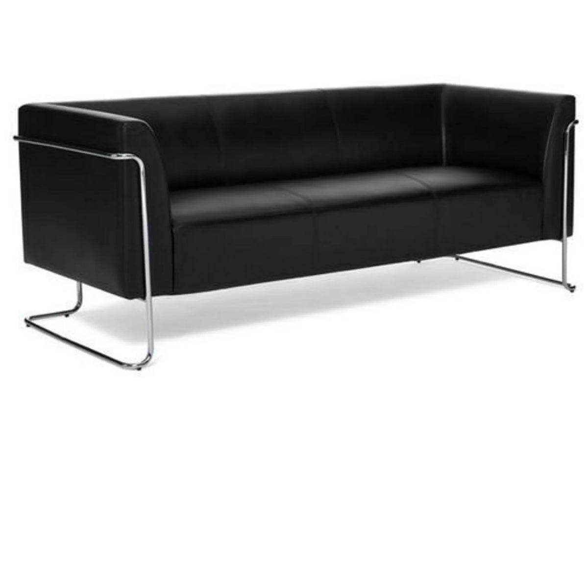 Schwarzes Loungesofa CURACAO als Drei-Sitzer mit verchromtem Gestell von hjh OFFICE