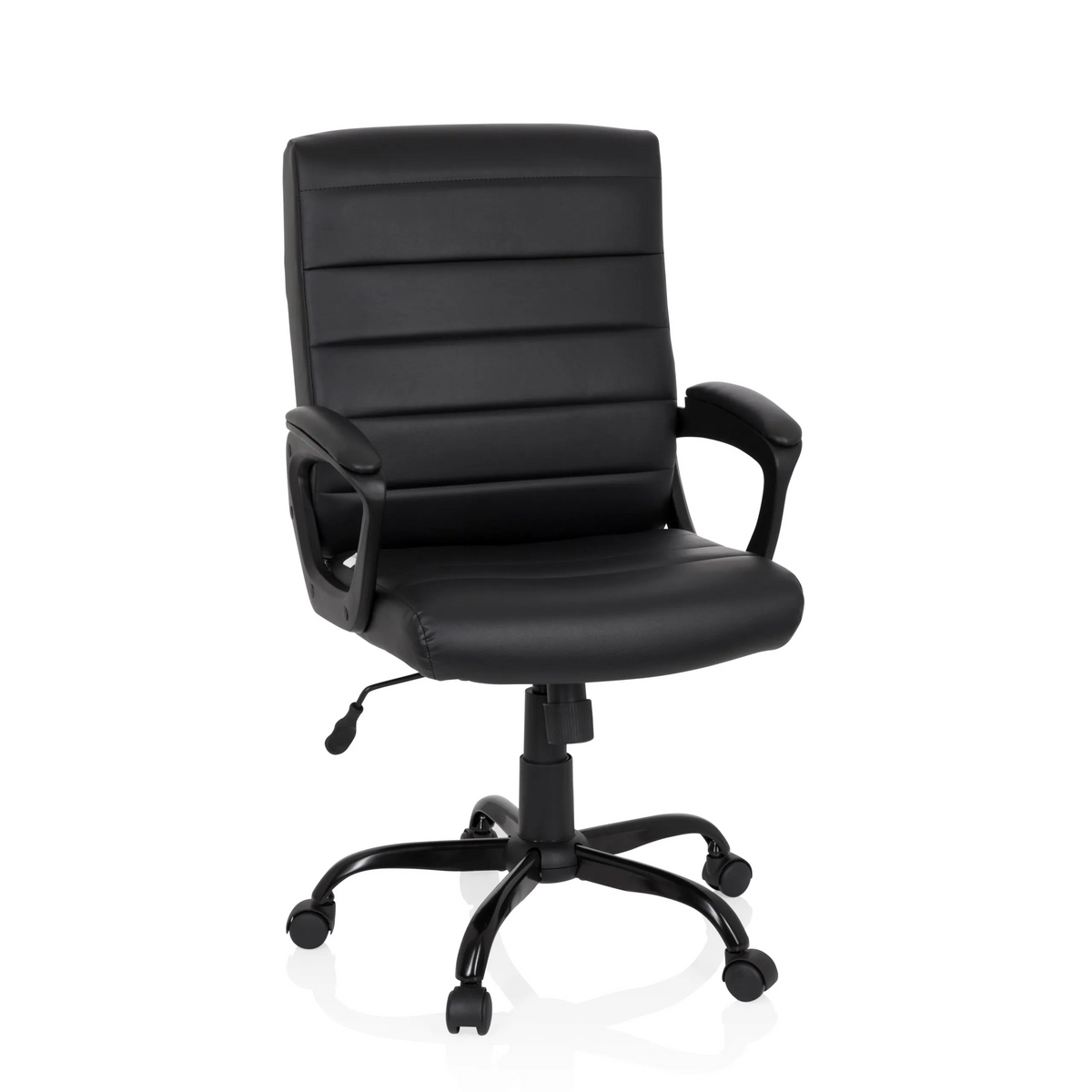 Sort Home Office chefstol ERGOSMOOTH BIG med quiltet polstring og femhjulet fodkryds fra hjh OFFICE – 360-graders visning (forfra 20°)