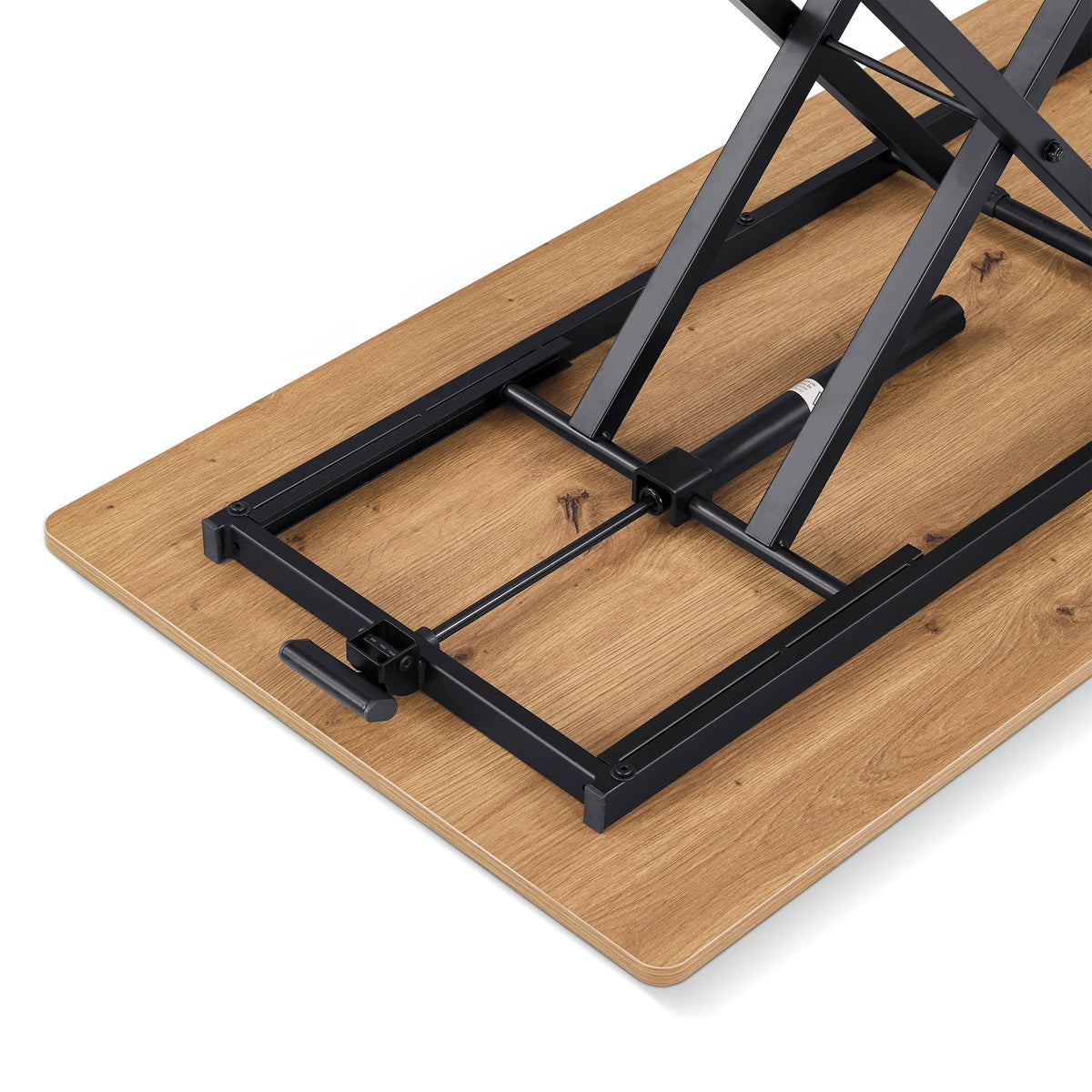 Understel med sort metalramme og bordplade i eg fra Worktime Lift-bordet fra hjh OFFICE