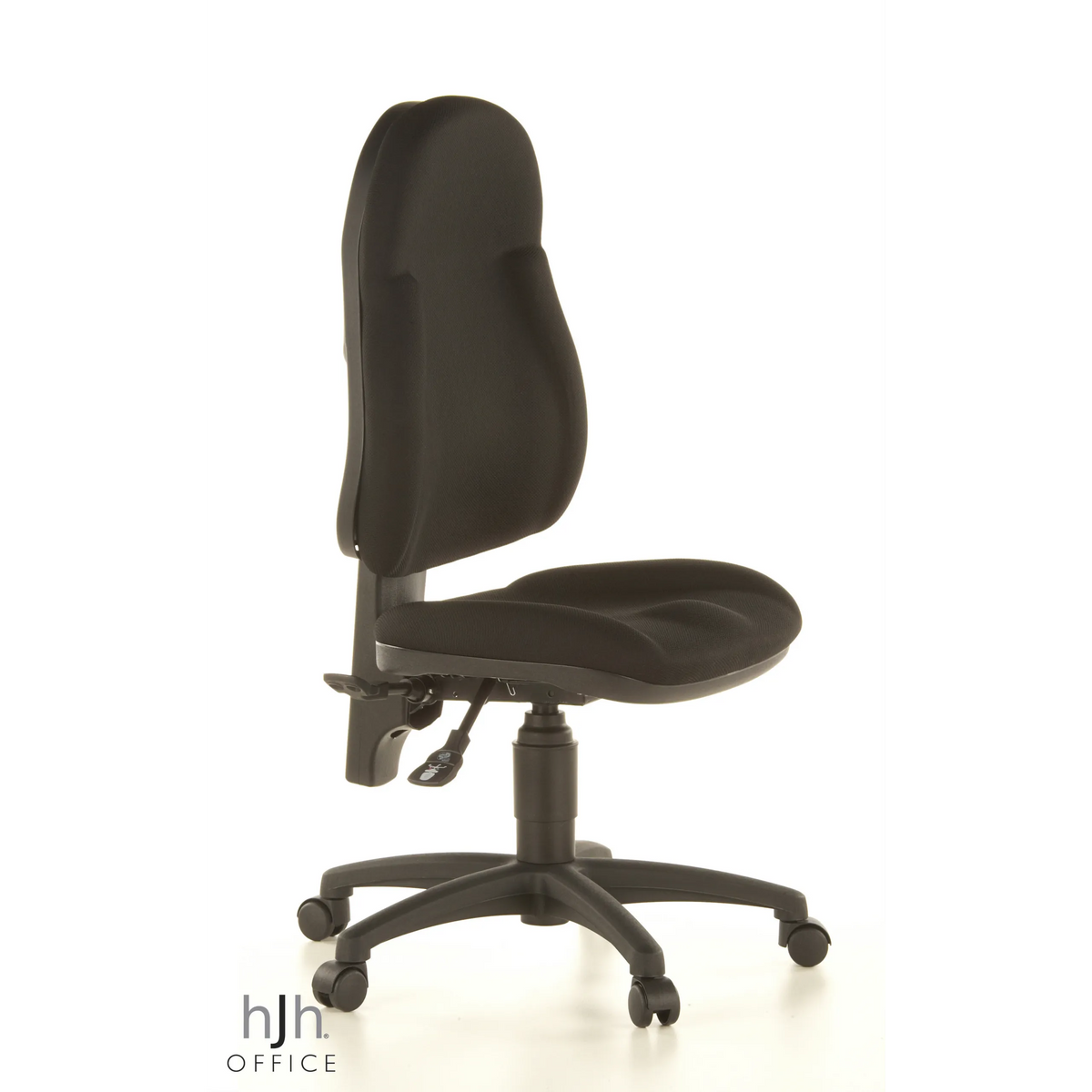Sort Home Office kontorstol WELLPOINT 10 med stjernefod og fem hjul fra Topstar – 360-graders visning (skråt forfra 60°)