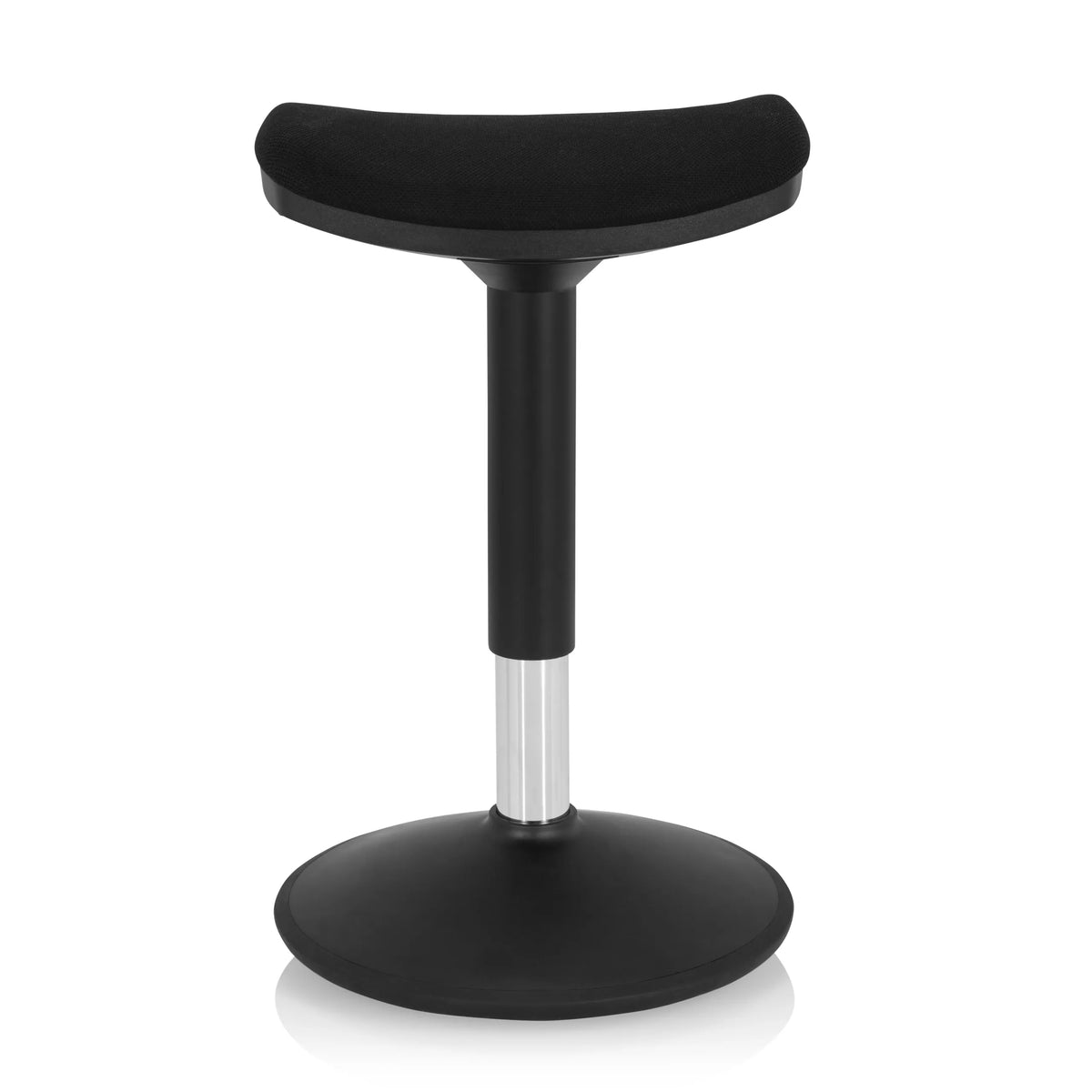 Sort ståstøtte BALANCE SIT I B med buet sæde og rund fod fra hjh OFFICE – 360-graders visning (forfra 0°)
