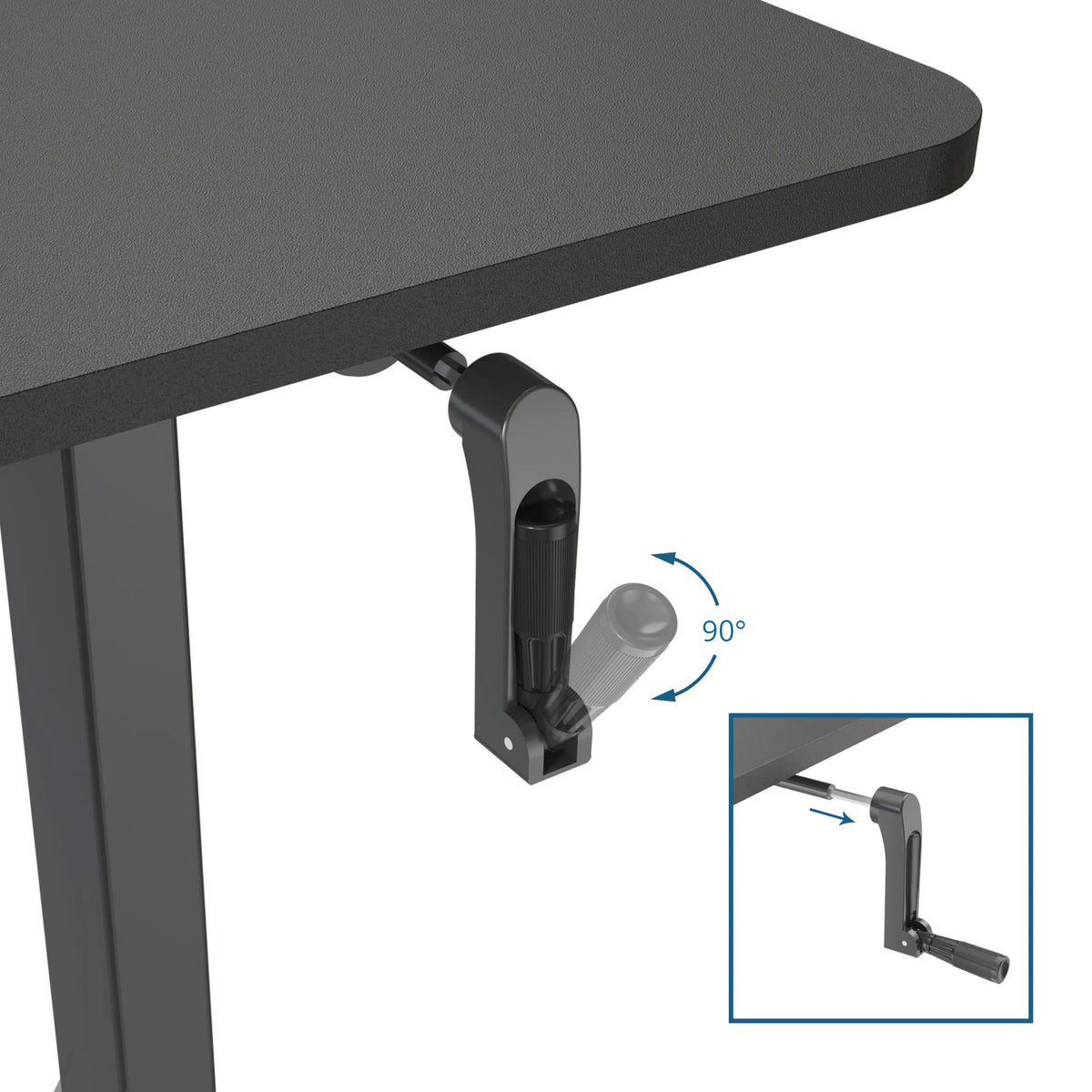 Håndtagsmekanisme til højdejustering af Ståskrivebord STAND CR med 90° drejefunktion fra hjh OFFICE