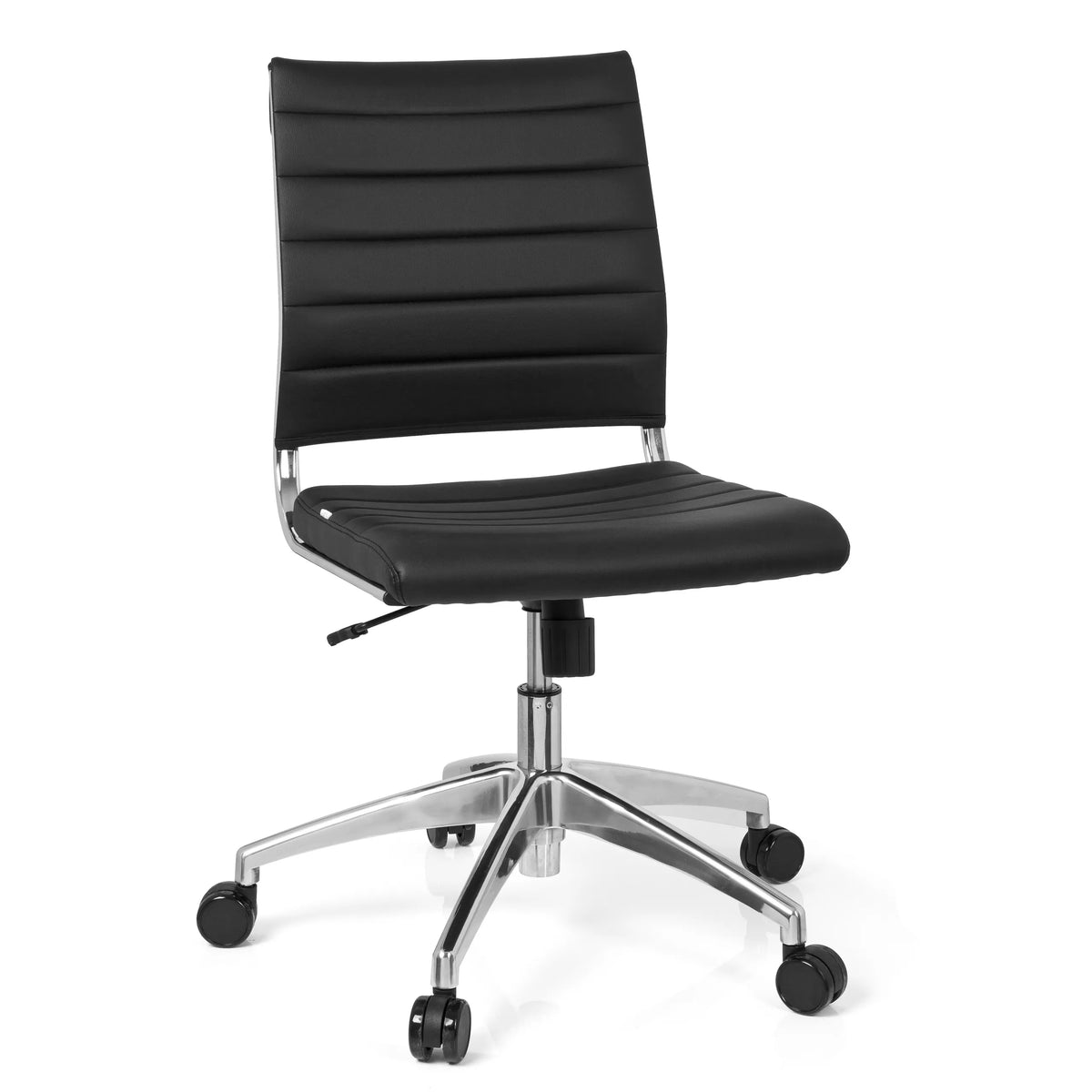 Sort Professionel kontorstol TRISHA med quiltet polstring og femhjulet fodkryds fra hjh OFFICE – 360-graders visning (forfra 20°)