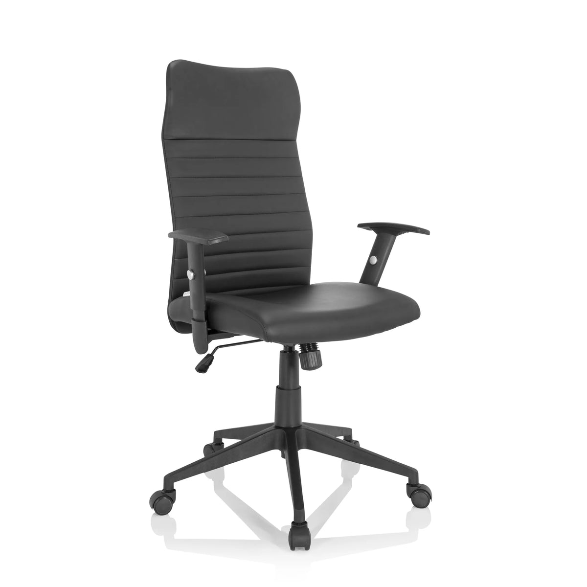 Sort Home Office kontorstol ARTON 30 med quiltet polstring og femhjulet fodkryds fra hjh OFFICE – 360-graders visning (skråt forfra 40°)