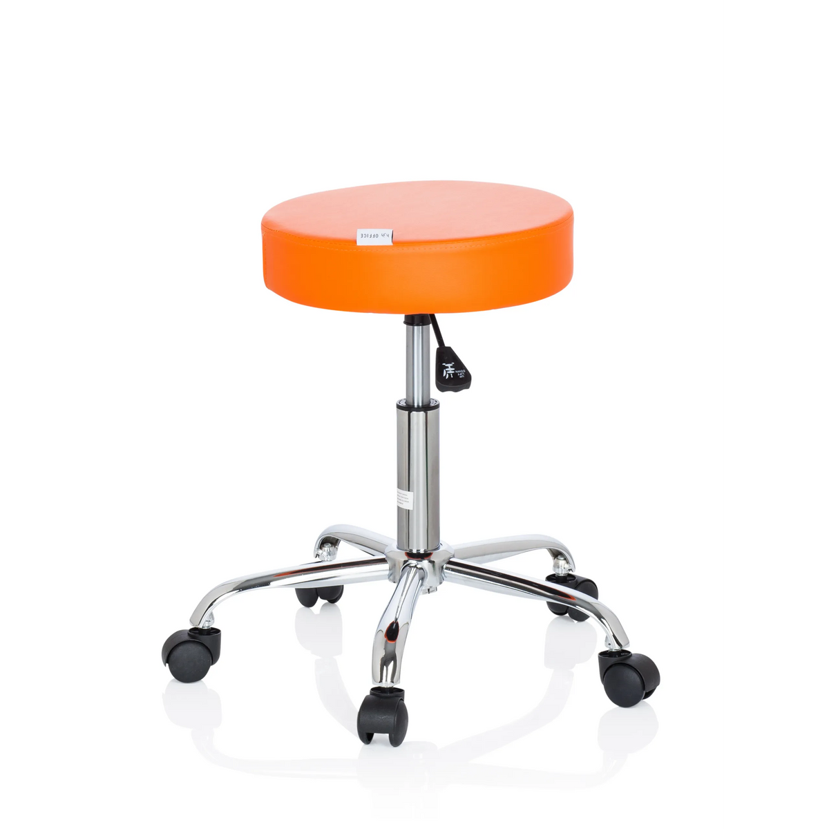 Orange Drejeskammel OPERATOR II med gaslift og femhjulet fodkryds fra hjh OFFICE – 360-graders visning (sideprofil 100°)