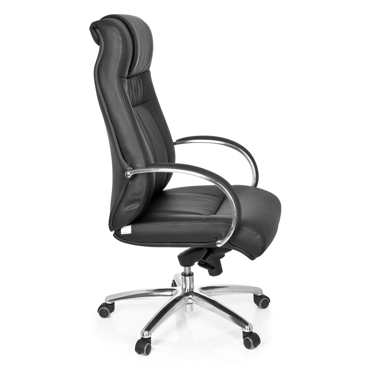 Sort drejestol XXL G 600 med armlæn og femhjulet fodkryds fra hjh OFFICE – 360-graders visning (sideprofil 80°)