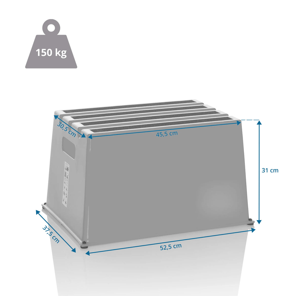 Måltegning af Trinskammel TIO-E1 med 52,5 × 37,5 cm og en belastningsevne på 150 kg fra hjh OFFICE