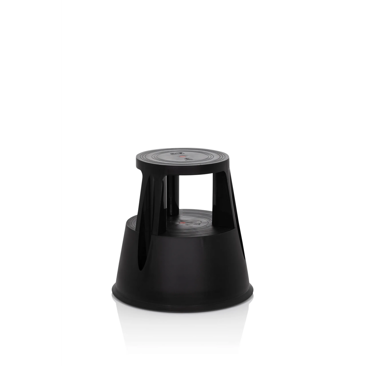 Sort Trinskammel TIO-M I med rund trædeflade og konisk fod fra hjh OFFICE – 360-graders visning (forfra 20°)