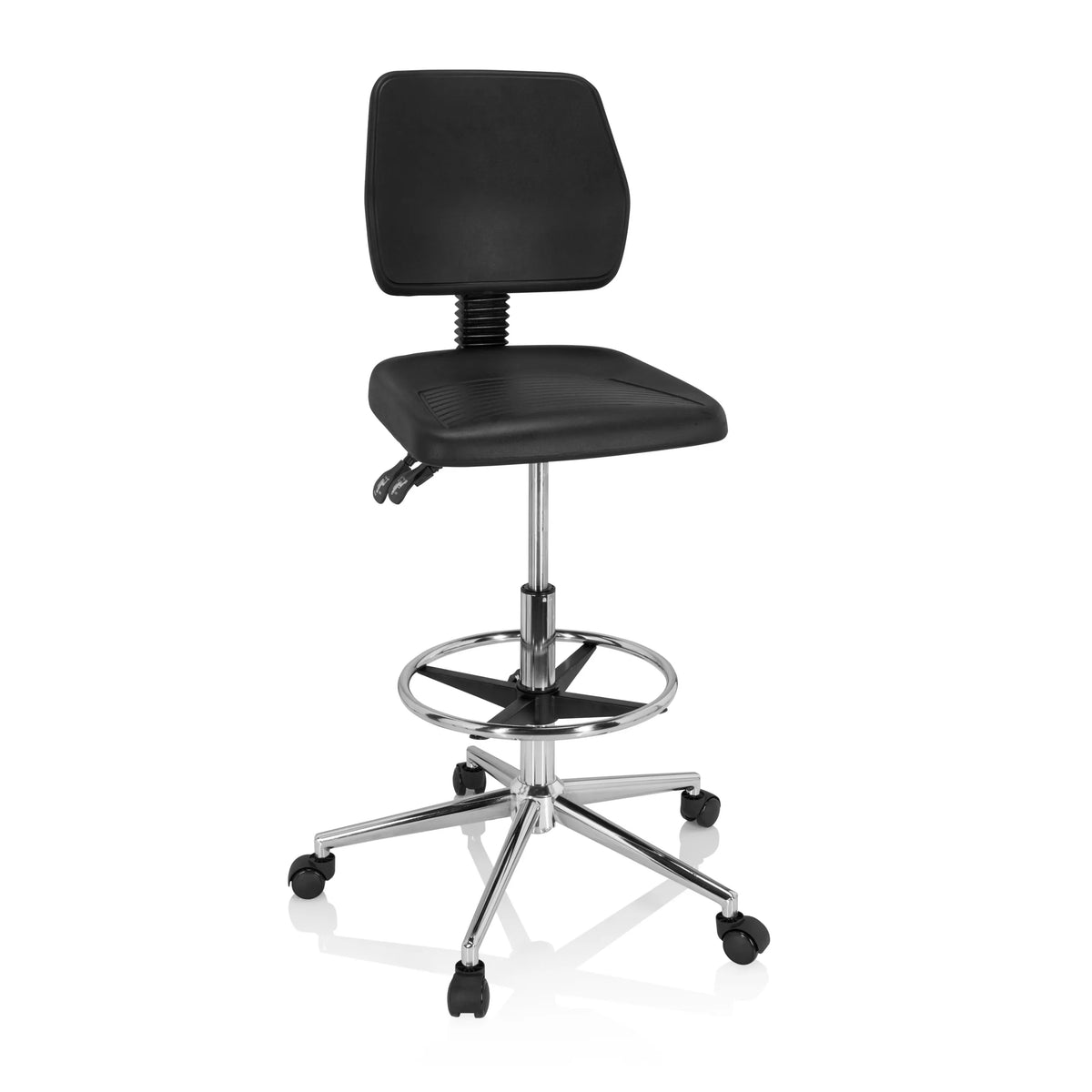 Sort Diskstol TOP WORK 11 I med fodring og femhjulet fodkryds fra hjh OFFICE – 360-graders visning (forfra 20°)