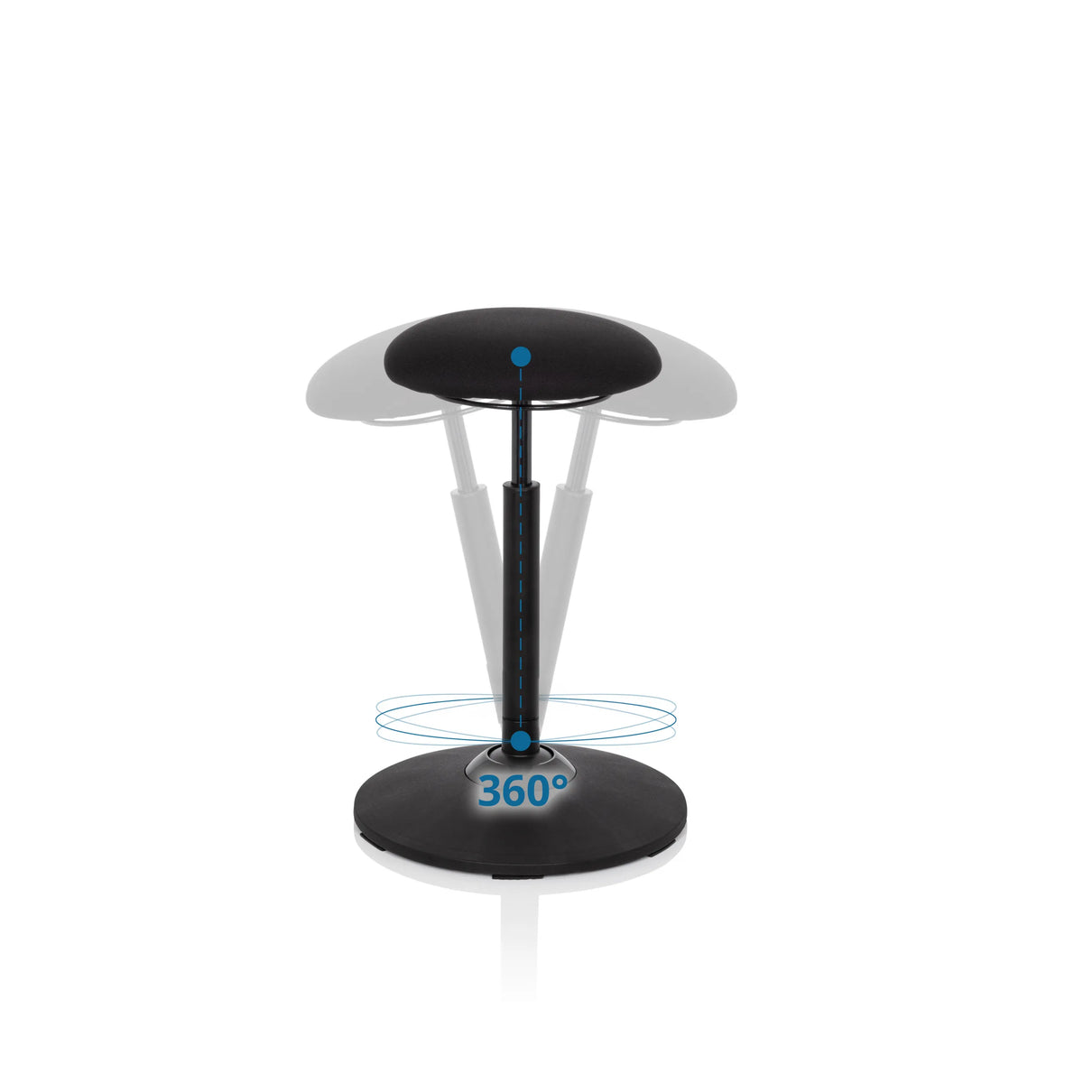 360-graders drejefunktion på den sorte ståstøtte BALANCE SIT fra hjh OFFICE