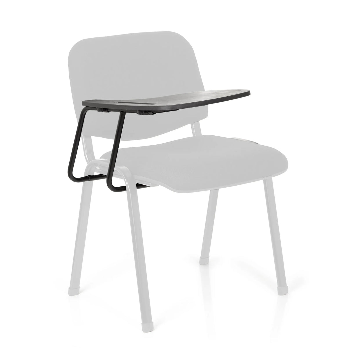 Sort stol med fire ben TABLET XT 600 med påmonteret skriveplade fra hjh OFFICE – 360-graders visning (forfra 0°)