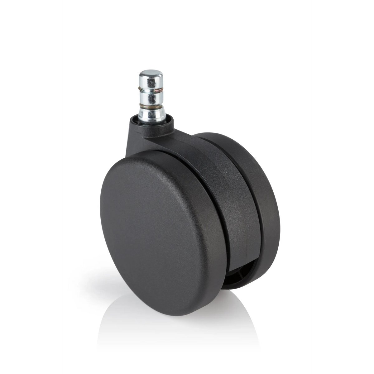 Sorte Stolehjul 5x ROLO No-Noise 11mm/75mm til tæppegulve med metalstift fra hjh OFFICE – 360-graders visning (forfra 0°)