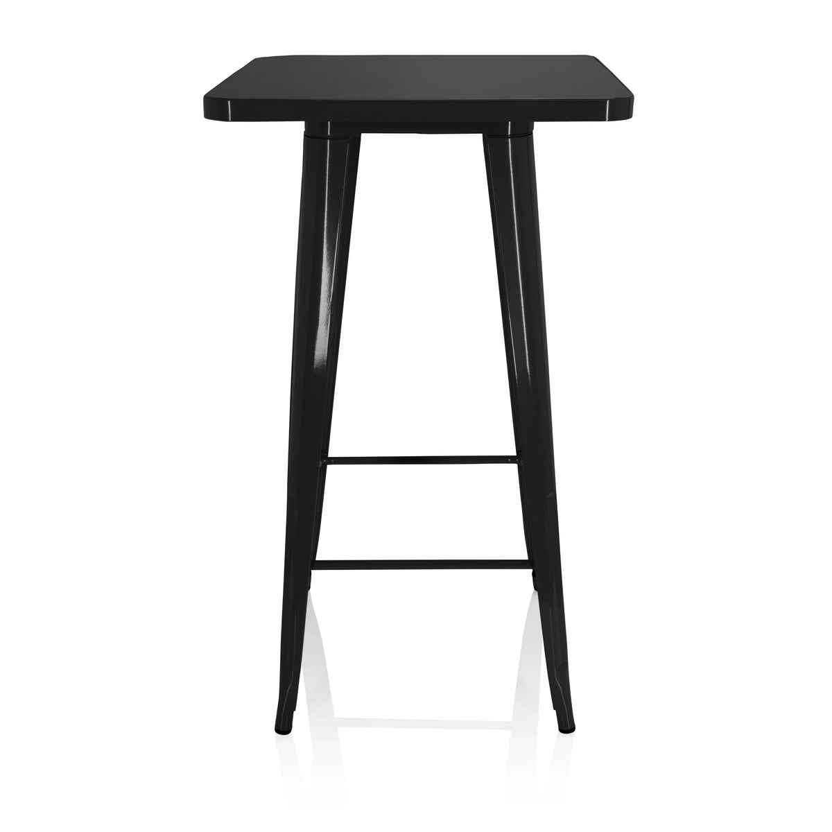 Schwarzer Bartisch VANTAGGIO HIGH T mit quadratischer Platte und zwei Querstreben von hjh OFFICE – 360-Grad-Ansicht (Frontansicht 0°)