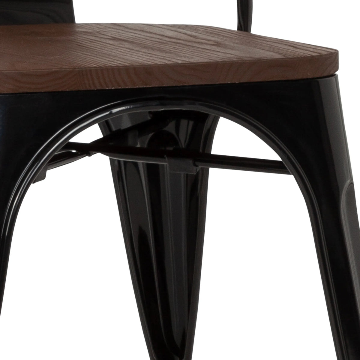 Træsæde og sort metalstel på VANTAGGIO COMFORT W bistrostol fra hjh OFFICE