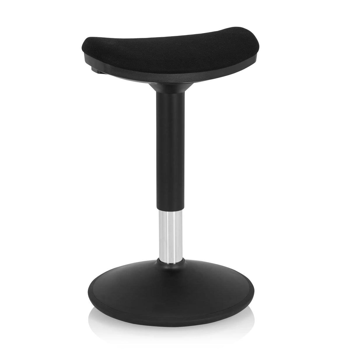 Sort ståstøtte BALANCE SIT I B med buet sæde og rund fod fra hjh OFFICE – 360-graders visning (forfra 20°)
