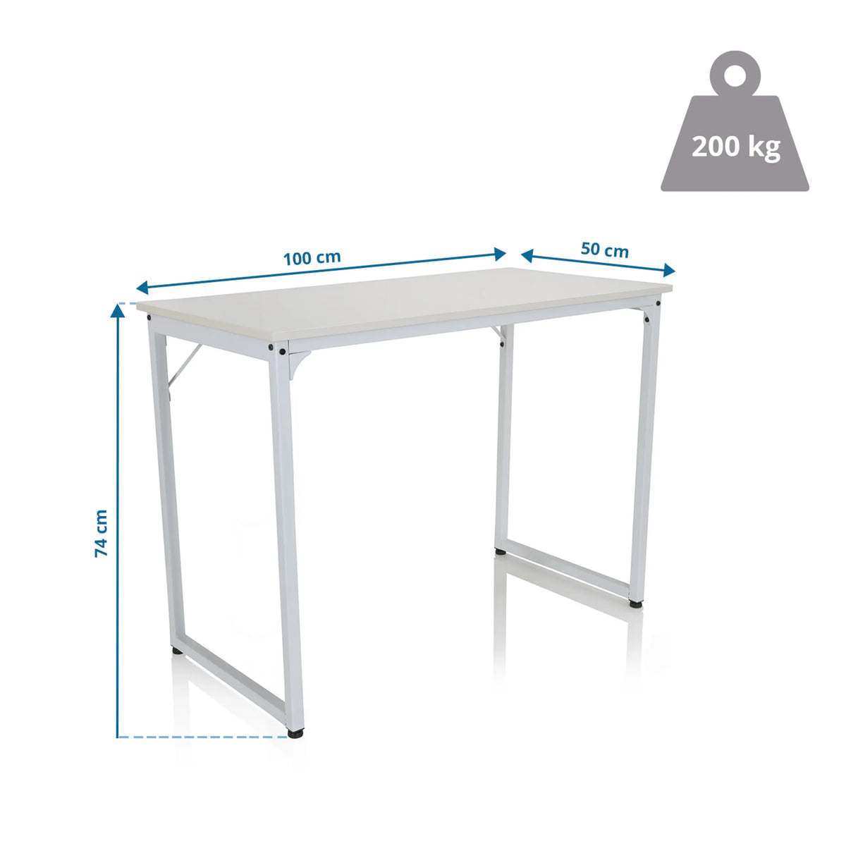 Måltegning af Skrivebord WORKSPACE I med 100 × 50 cm og 200 kg belastningsevne fra hjh OFFICE