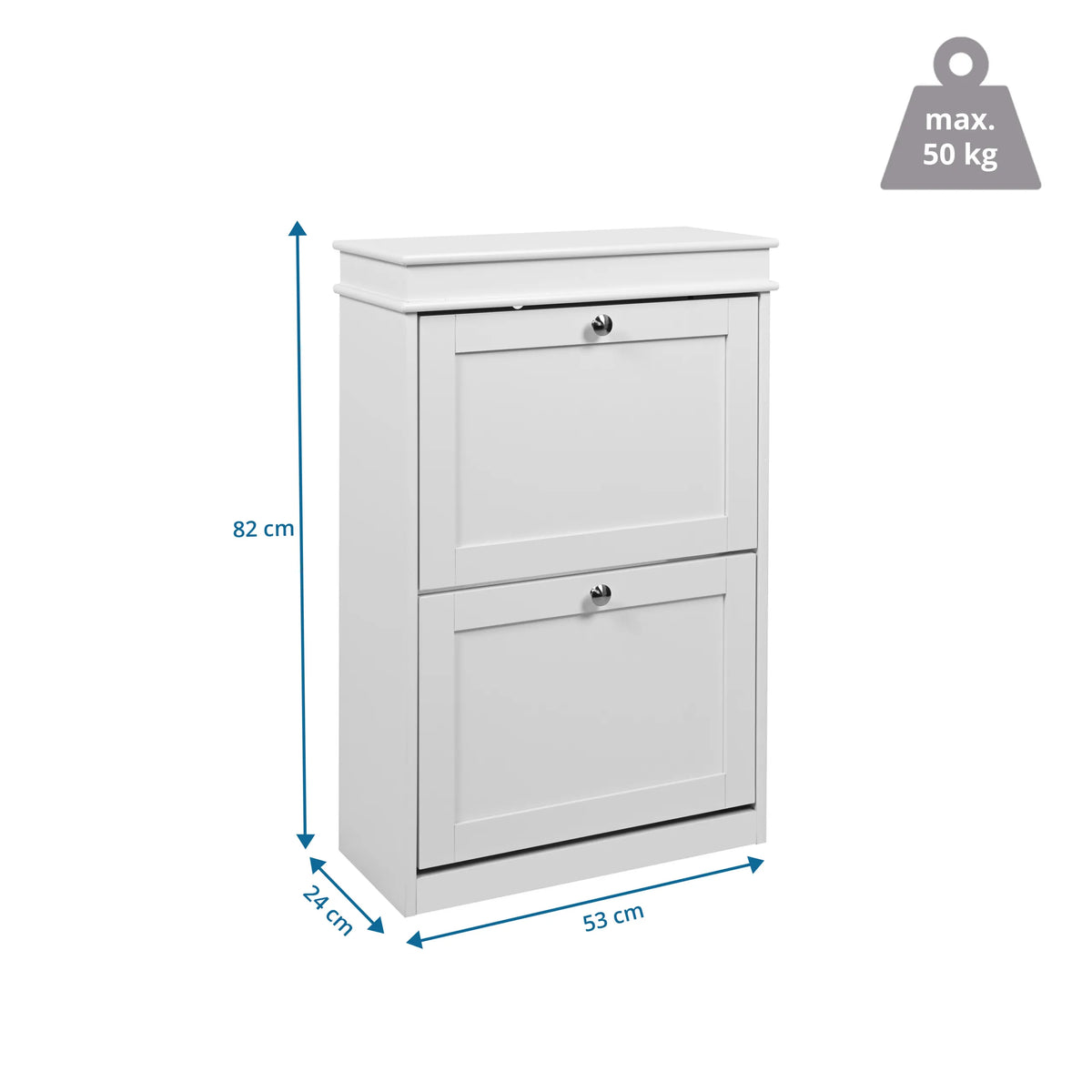 Måltegning af skoskab Estha 20 med 82 × 53 cm og en maksimal belastning på 50 kg fra hjh LIVING