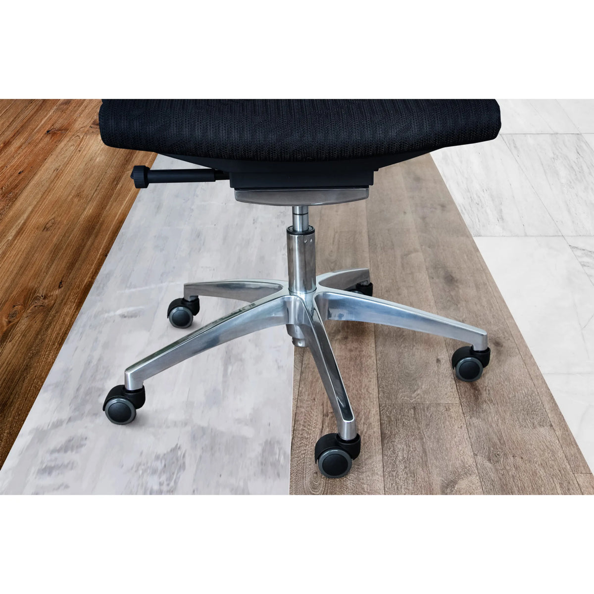 Femstjernet fodkryds med sorte stolehjul 5x ROLO No-Noise 11mm/50mm til hårde gulve fra hjh OFFICE
