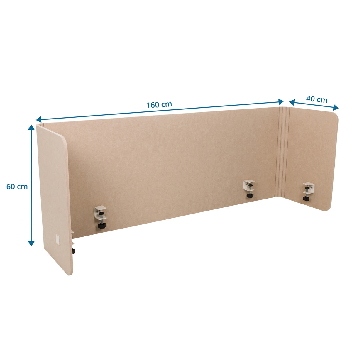 Måltegning af Bordopdeler FLEXMIUT U med 160 × 60 cm fra hjh OFFICE