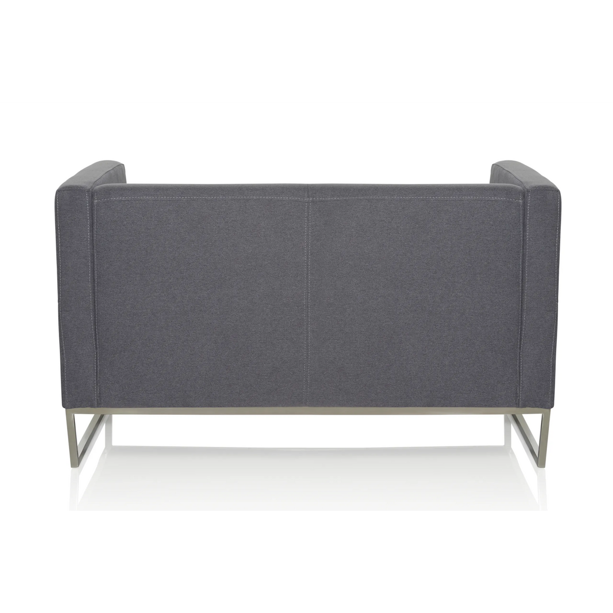 Mørkegrå Loungesofa BARBADOS som to-personers sofa med metalstel fra hjh OFFICE – 360-graders visning (skråt bagfra 240°)