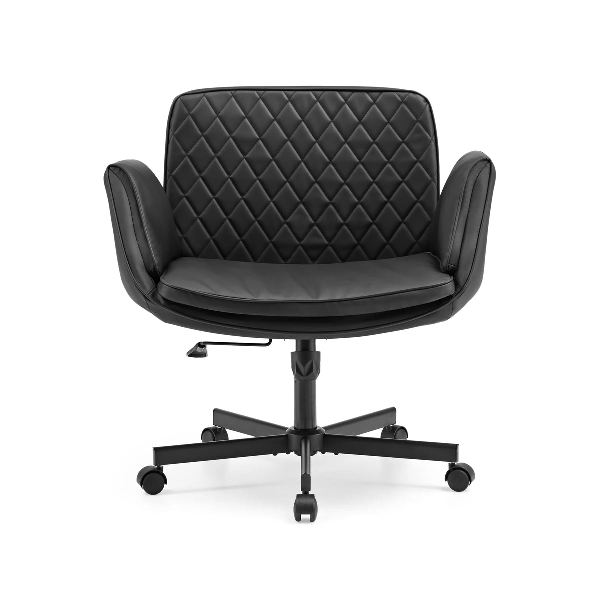 Sort Home Office kontorstol Criss-Cross 10 med quiltning og femhjulet fodkryds fra hjh LIVING – 360-graders visning (forfra 0°)