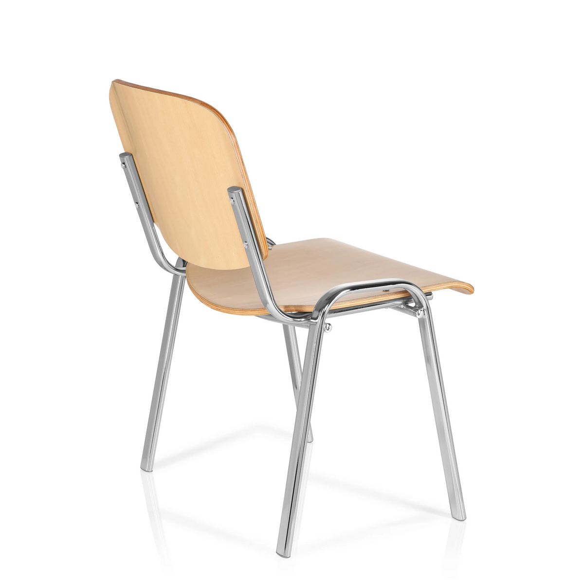 Stol med fire ben XT 600 C H i bøg med stel i krom fra hjh OFFICE – 360-graders visning (skråt bagfra 120°)