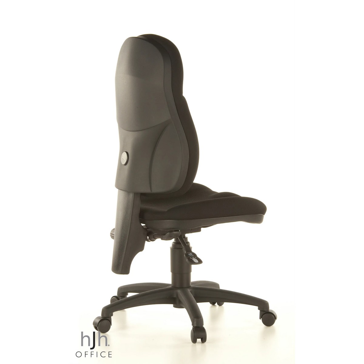 Sort Home Office kontorstol WELLPOINT 10 med stjernefod og fem hjul fra Topstar – 360-graders visning (skråt bagfra 120°)