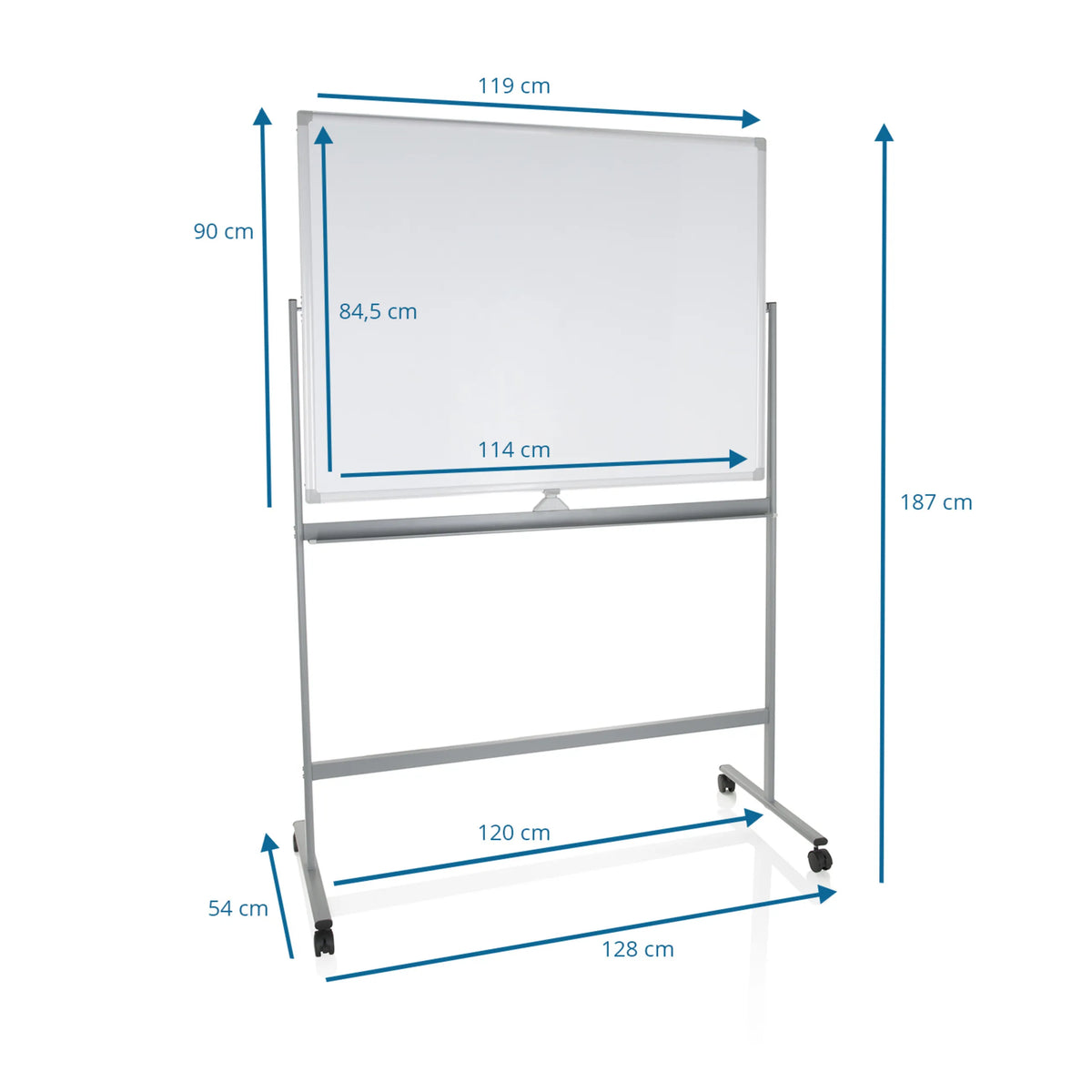 Teknisk tegning af Tavle MULTIBOARD I med en samlet højde på 187 cm fra hjh OFFICE