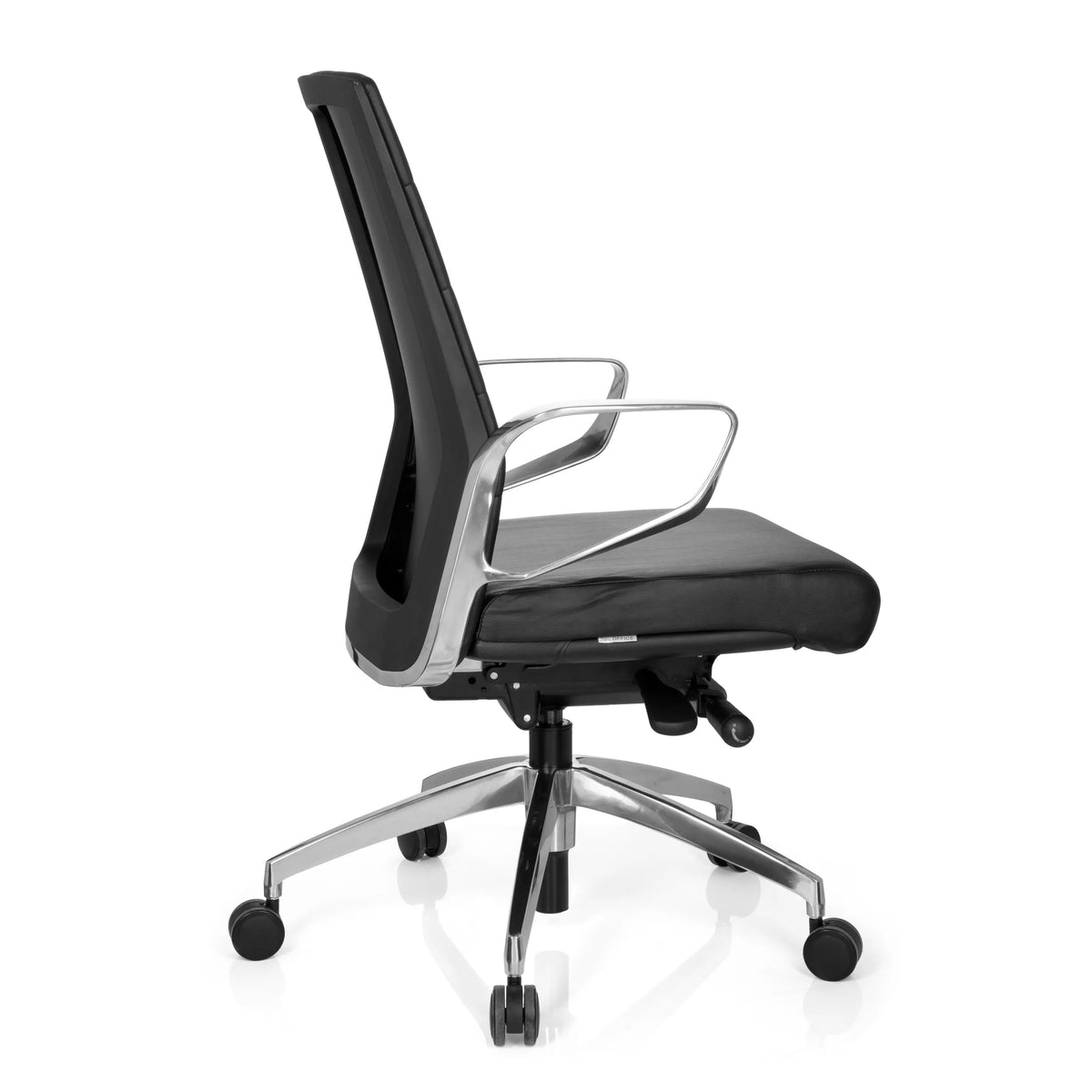 Sort Professionel kontorstol PROVIDER med quiltet polstring og femhjulet fodkryds fra hjh OFFICE – 360-graders visning (sideprofil 100°)
